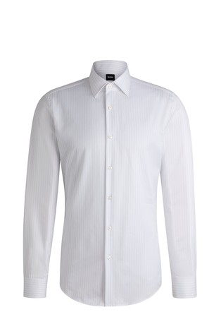 Slim-fit shirt in striped cotton twill
