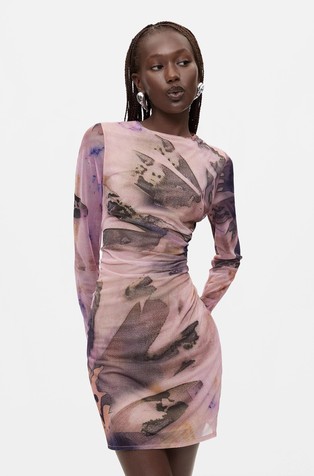 Printed Long-Sleeve Dress