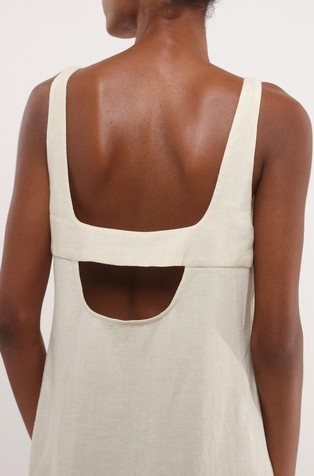 MARELLA Selected By Chloé Lecareux obleka brez rokavov iz lana in bombaža Bež - Cream 3
