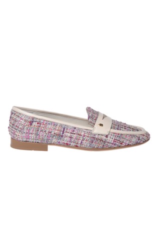 Tweed and nappa leather loafers