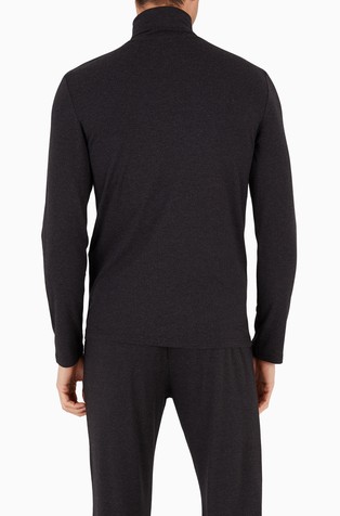 EMPORIO ARMANI Viscose-blend turtleneck pyjama top Black 2