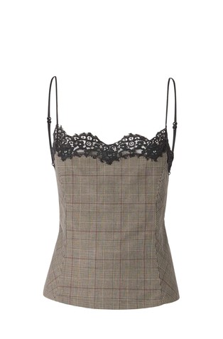 Check top with lace