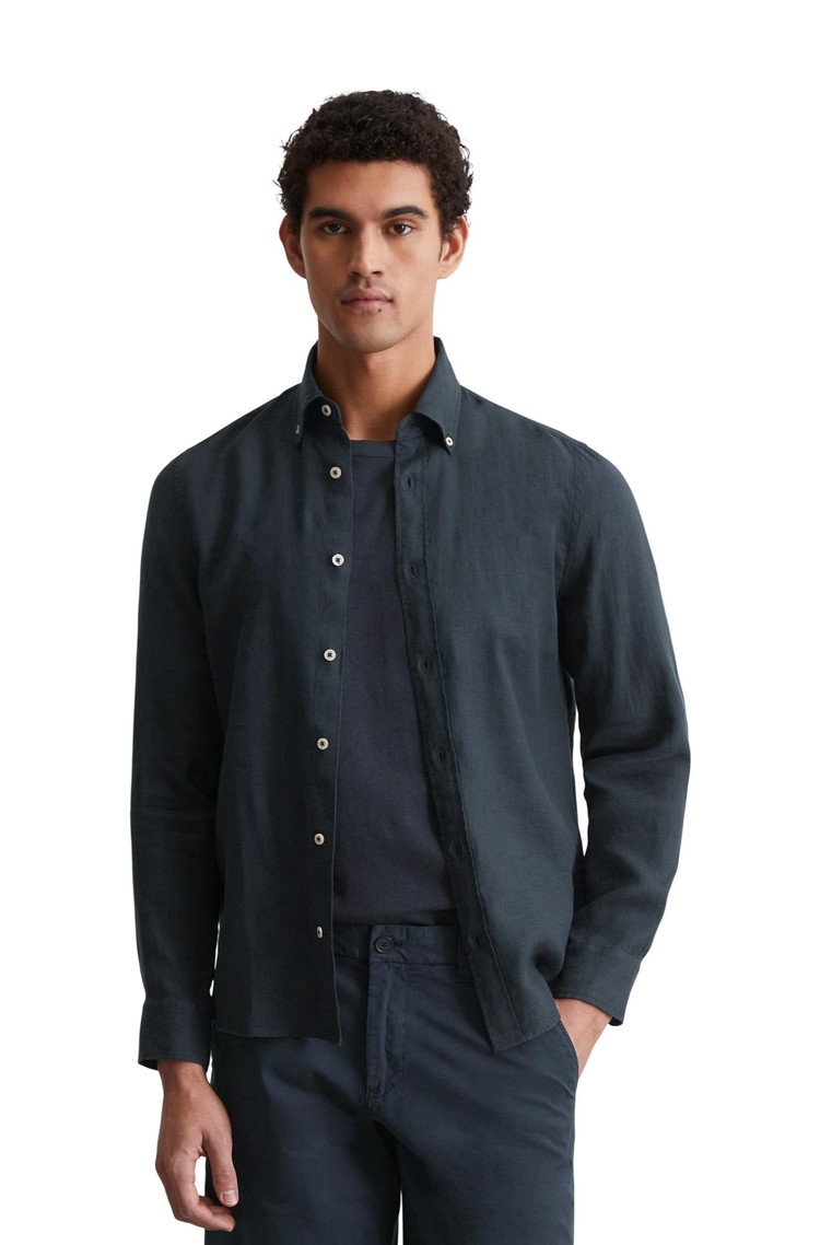 MARC O'POLO Shirt shaped made from pure linen Dark Blue 