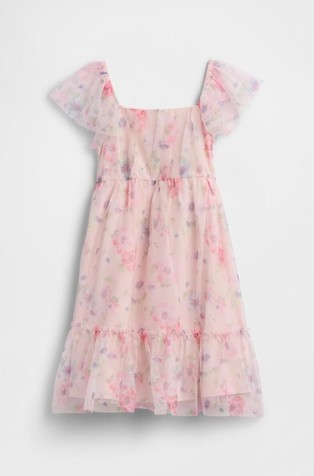 Obleka iz tila z naborki za deklice