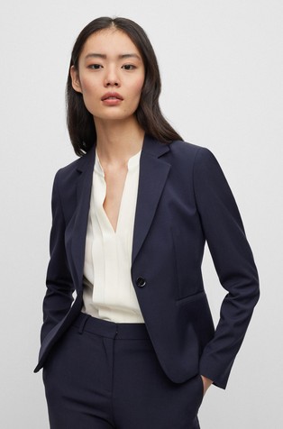 HUGO BOSS Slim fit suknjič iz deviške volne Modra - Dark Blue 4