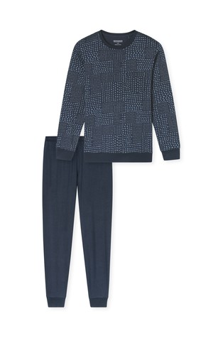 SCHIESSER Fine Interlock - long pajamas in cotton Dark Blue / Multi 5