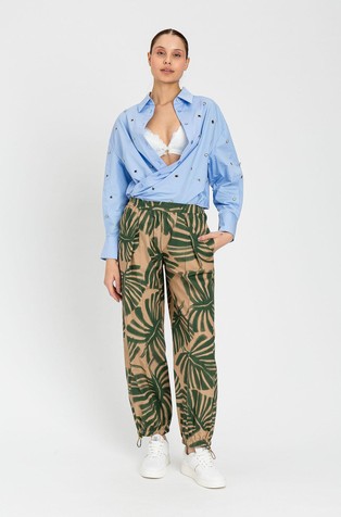 Bombažna srajca z rinkami in okrasnimi kamenčki