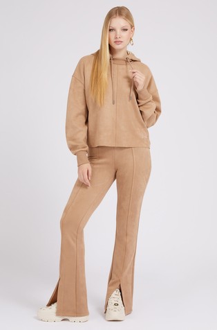 GUESS Zvončaste hlače iz umetnega semiša Bež - Beige 3