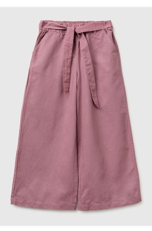 Wide trousers in linen-cotton blend