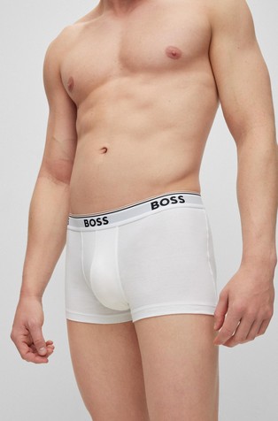 Three-pack of logo-waistband trunks in stretch cotton