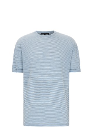 DRYKORN Relaxed fit črtasta majica iz bombažne mešanice Modra - Blue 1