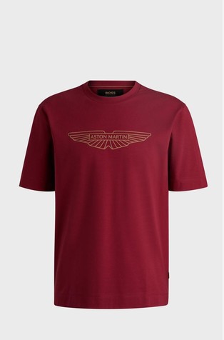 HUGO BOSS BOSS x Aston Martin logo majica iz raztegljivega bombaža Rdeča - Red 4