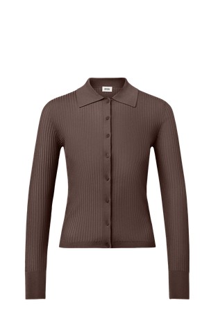 Slim fit pletena jopa s polo ovratnikom