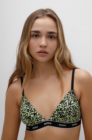 Branded-waistband bralette with animal print