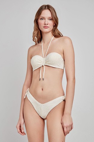 GISELA Bandeau bikini top with geometric print Beige 4