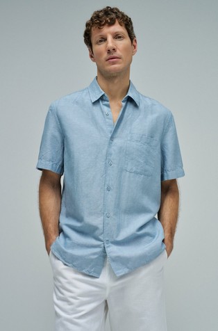 Linen blend short sleeves shirt