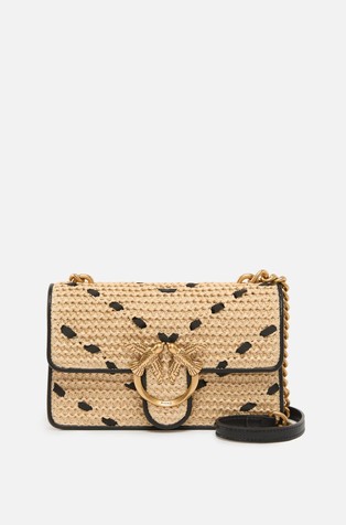 Mini Love Bag majhna torbica iz umetne rafije s chevron vzorcem