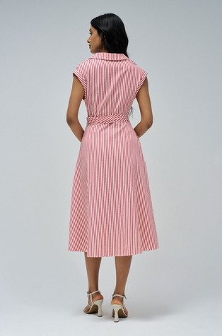 SALSA JEANS Striped shirt dress in cotton-blend Red/White Stripe 3