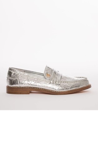 Loafers in Crackle-Effect Laminated Faux Leather