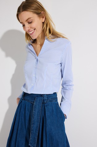 Črtasta srajca z mandarin ovratnikom