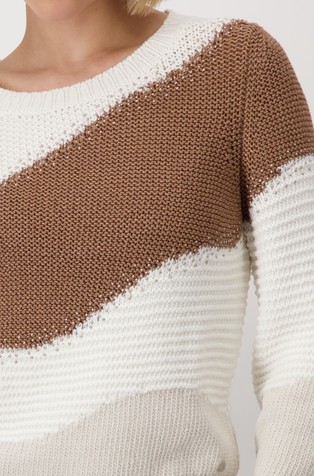 MONARI Pleten pulover z intarzijskim vzorcem Večbarvna - Off-White / Multi 5