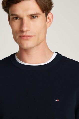 TOMMY HILFIGER Teksturirano pleten pulover Modra - Dark Blue 4