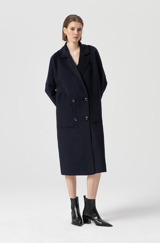 Raven plašč iz volnene mešanice