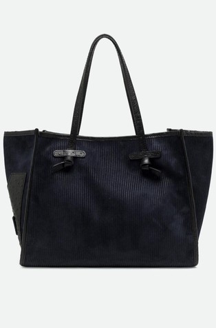Marcella Tomboy Large Striped Suede Tote