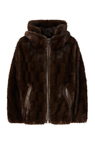 Faux fur blouson jacket with hood