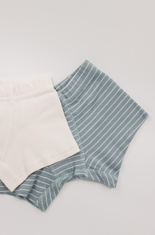 LUNILOU Paket 2 boksaric iz organskega bombaža Večbarvna - Stripes Silver Blue/Off White 2