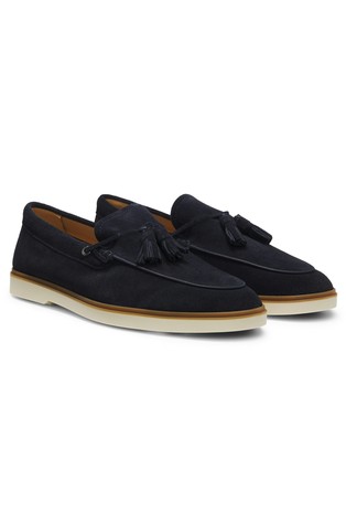 Loafer čevlji iz semiša z resastimi detajli