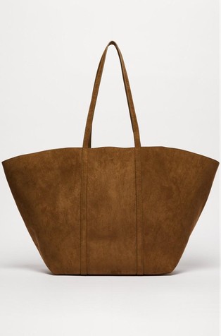 Large faux suede tote bag