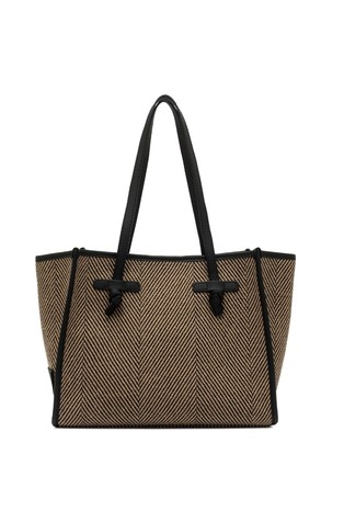 GIANNI CHIARINI Marcella small tote in herringbone print fabric Var.Nero 3