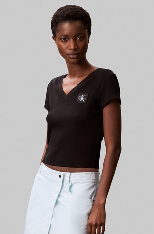Ribbed V-Neck T-shirt