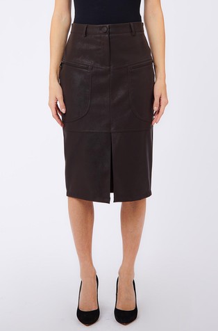 Coated pencil skirt