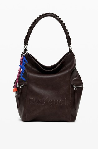 Large logo suede-effect backpack