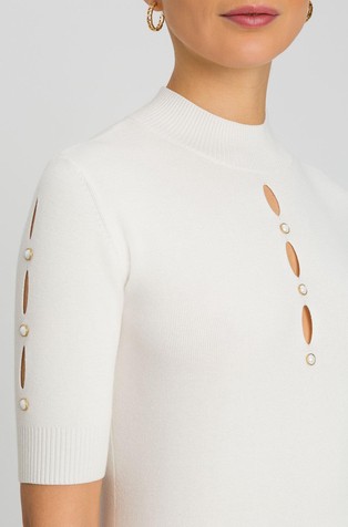 TWINSET Turtleneck jumper with cut-outs and studs Snow 3