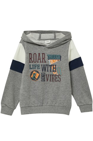 Pulover s kapuco in kontrastnim potiskom