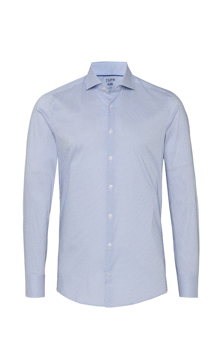 PURE H.TICO FLXBL City slim fit srajca iz bombažne mešanice Modra - Light Blue 