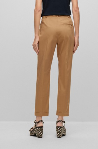 HUGO BOSS Regular fit hlače iz raztegljivega bombaža Rjava - Medium Beige 2