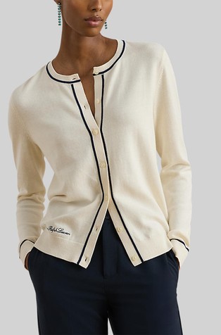Cotton-Modal Cardigan with Contrast Trims