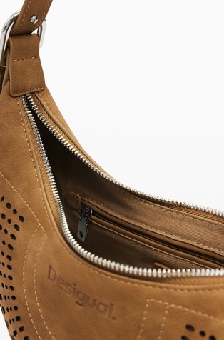 DESIGUAL Perforated shoulder bag Brown 5