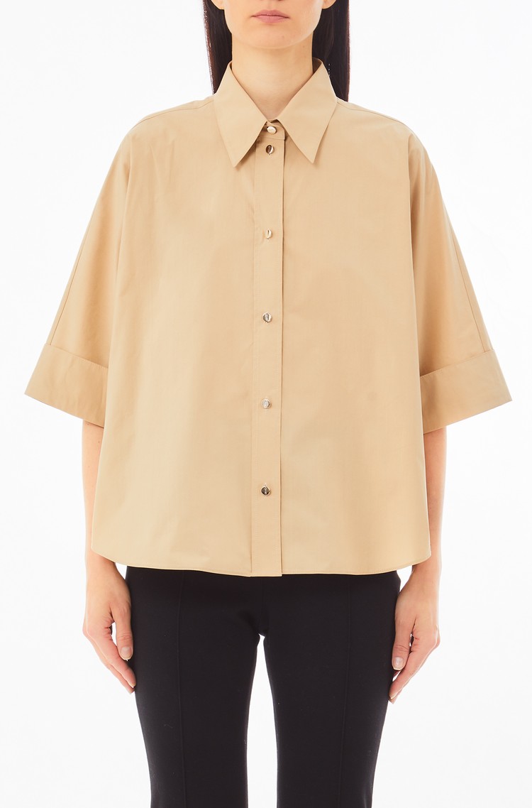LIU JO Cotton boxy fit shirt Beige 