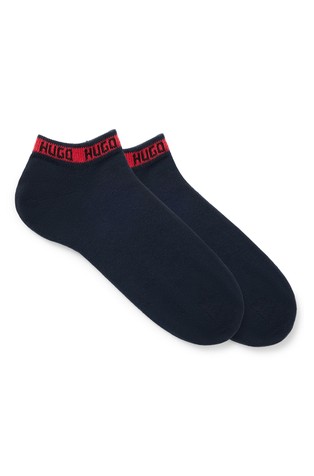 Two-pack of ankle-length socks with branded cuffs