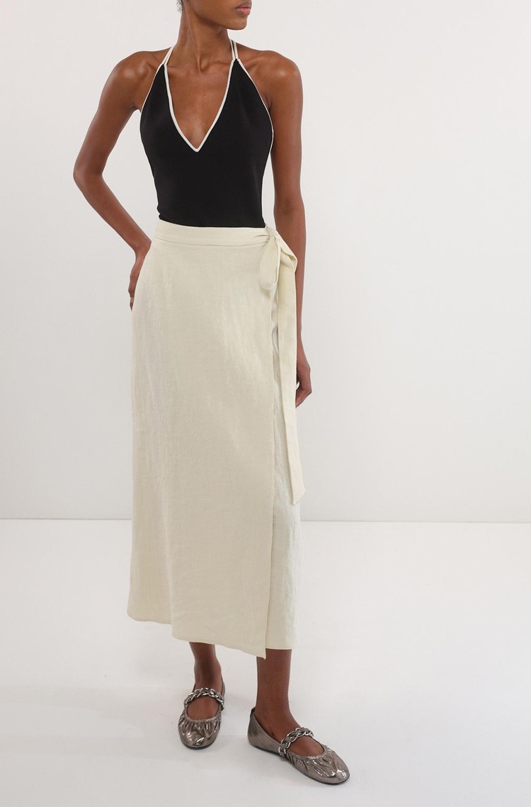 MARELLA Selected By Chloé Lecareux krilo iz mešanice lana in bombaža Bež - Cream 