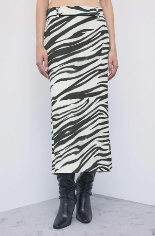 Zebra-print midi skirt