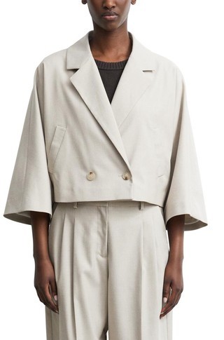 Short Flannel Cape-Style 3/4 Sleeve Blazer