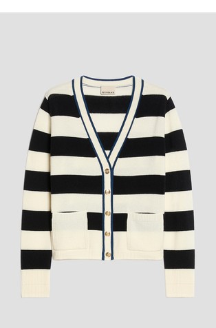Striped cardigan in wool and cashmere blens