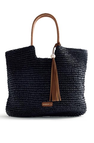 Raffia-effect straw large bag