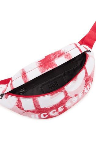 DIESEL Belt bag in logo-printed fabric Red/White 5